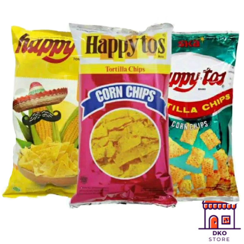 

HAPPYTOS Tortilla Corn Chips 160gr Snack Keripik Rasa Jagung Original Makanan Ringan Chiki Camilan