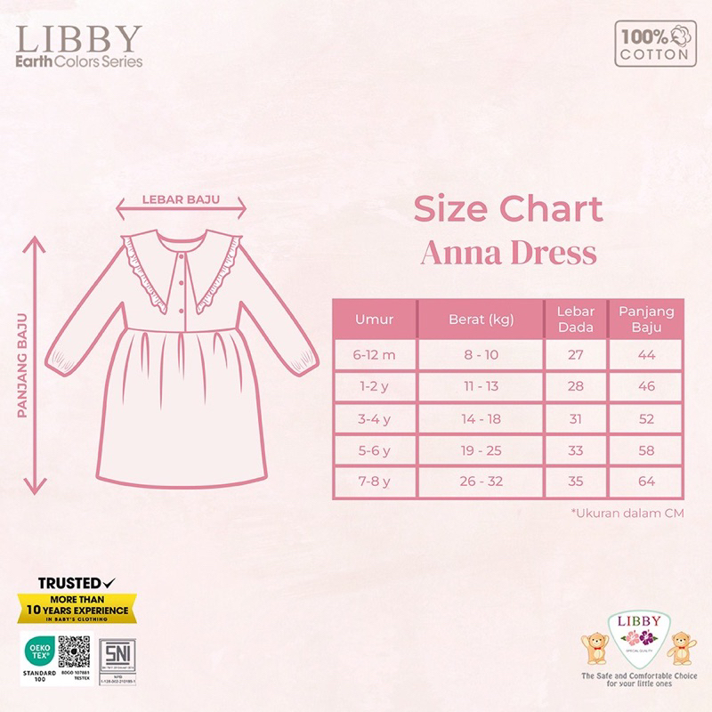 LIBBY ANNA DRESS dan LILY DRESS / dress cotton anak perempuan dlusia 6bulan - 6tahun