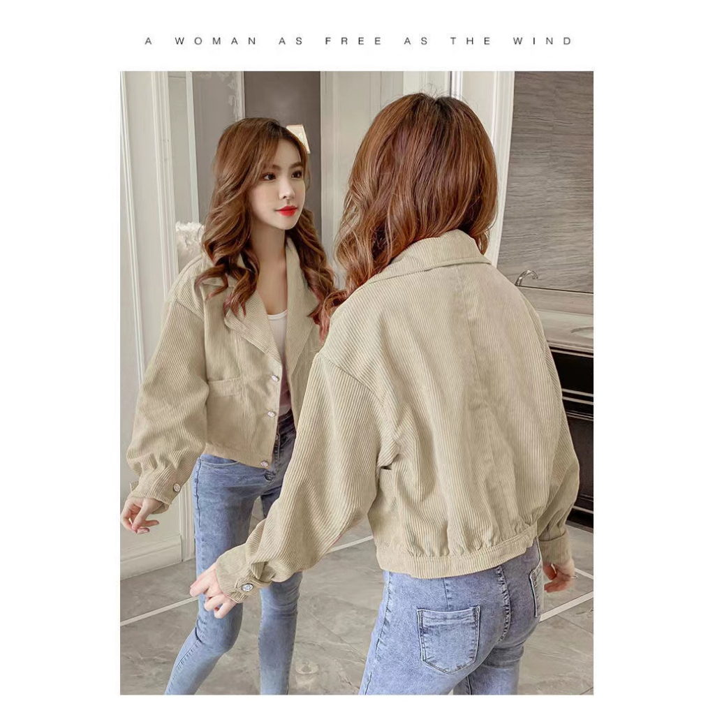 Kyra Jaket Corduroy Wanita - Top Crop - Bahan Korduroy TM CY604