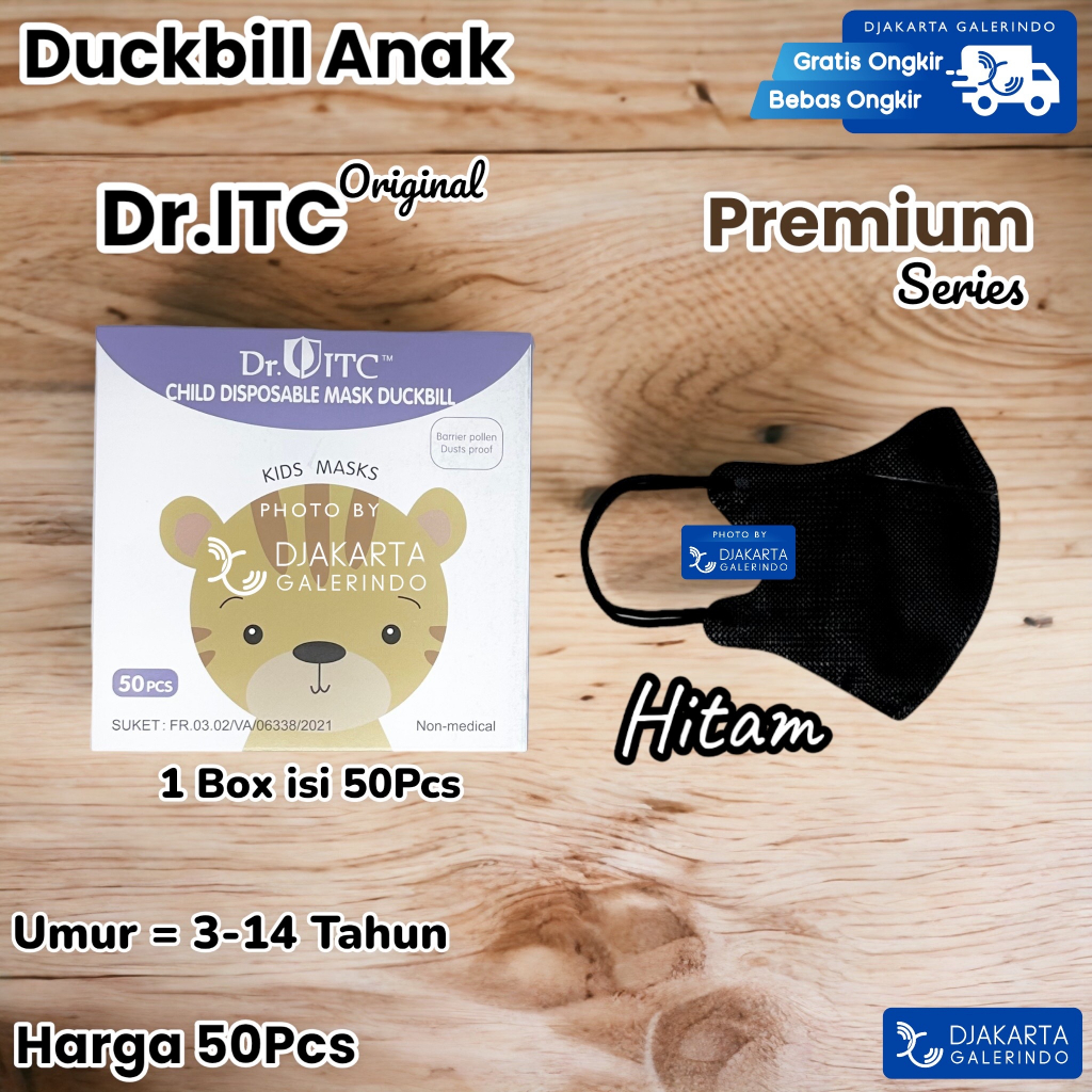 Duckbill Anak 4Ply Alkindo Motif Putih Hitam isi 50Pcs