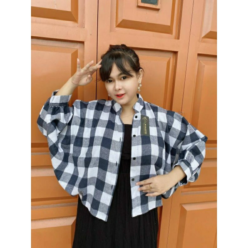 Outer Balon Flanel Wanita Kekinian Terbaru Batwing Viral Kotak&quot;