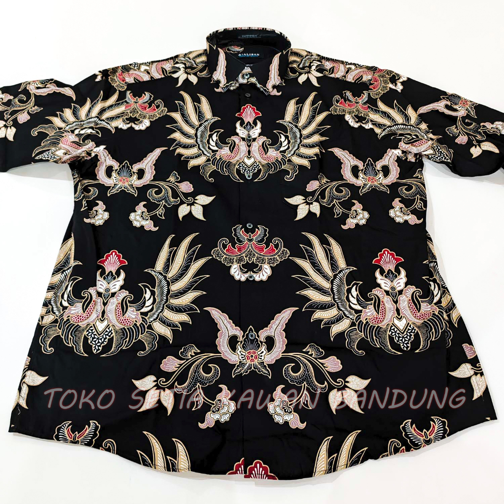 Kemeja ALISAN Corak Batik Print Regular Fit Lengan Panjang ( Seri 00621 List Coklat Jumbo )