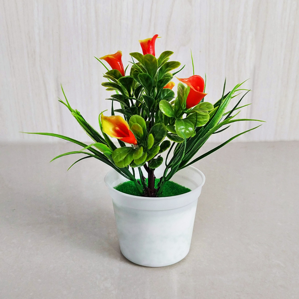 Satu7an PBP19 BUNGA TULIP PLASTIK PALSU POT BUNGA TANAMAN HIAS DECORATION FLOWER TULIPS ARTIFICIAL