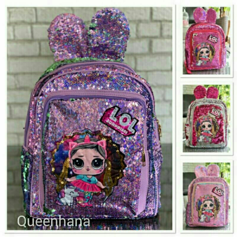 Tas Sequin Anak Perempuan LED + Musik / Tas Ransel Anak Sekolah TK SD