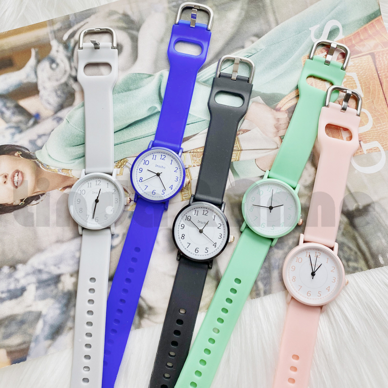 Jam Tangan Analog Pria Dan Wanita Strap Rubber Polos Daily Fashion Korea Watch