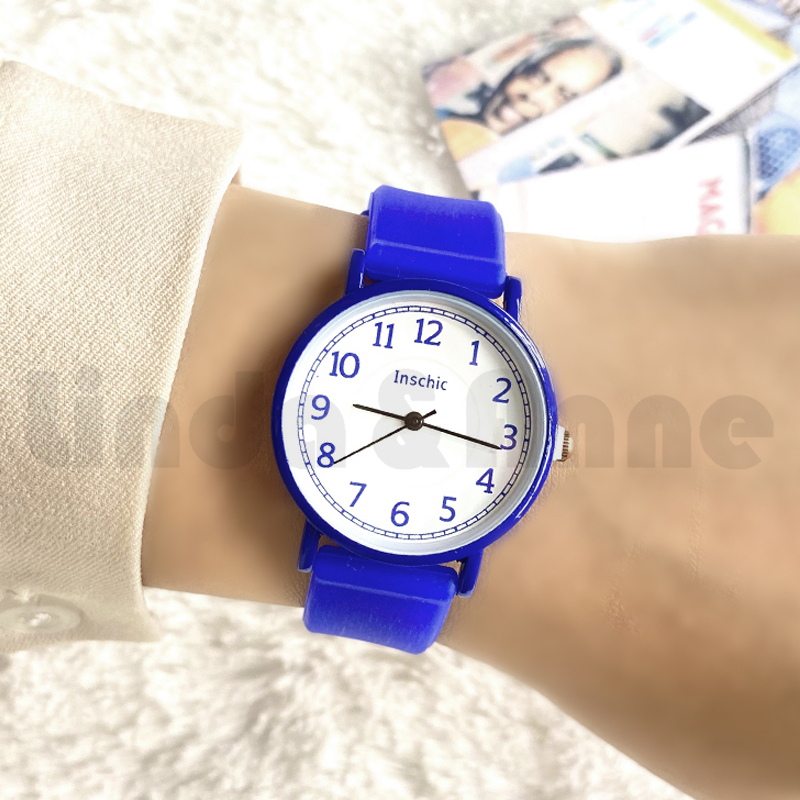 Jam Tangan Analog Pria Dan Wanita Strap Rubber Polos Daily Fashion Korea Watch