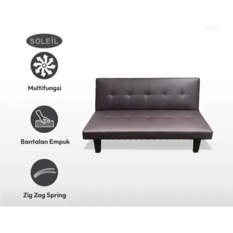 Sofa Tidur Kulit Outdoor Ramadante/Kursi Sofa/Sofabed SOLEIL - Cokelat