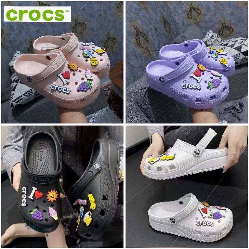 Crocs Classic Hiker Fashion Jibbitz / Sandal Wanita crocs classic Hiker by jibitz