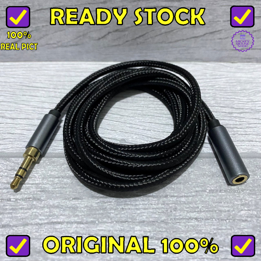 Kabel AUX Audio Extender Jack 3.5mm Male to Female Braided 1.5 Meter