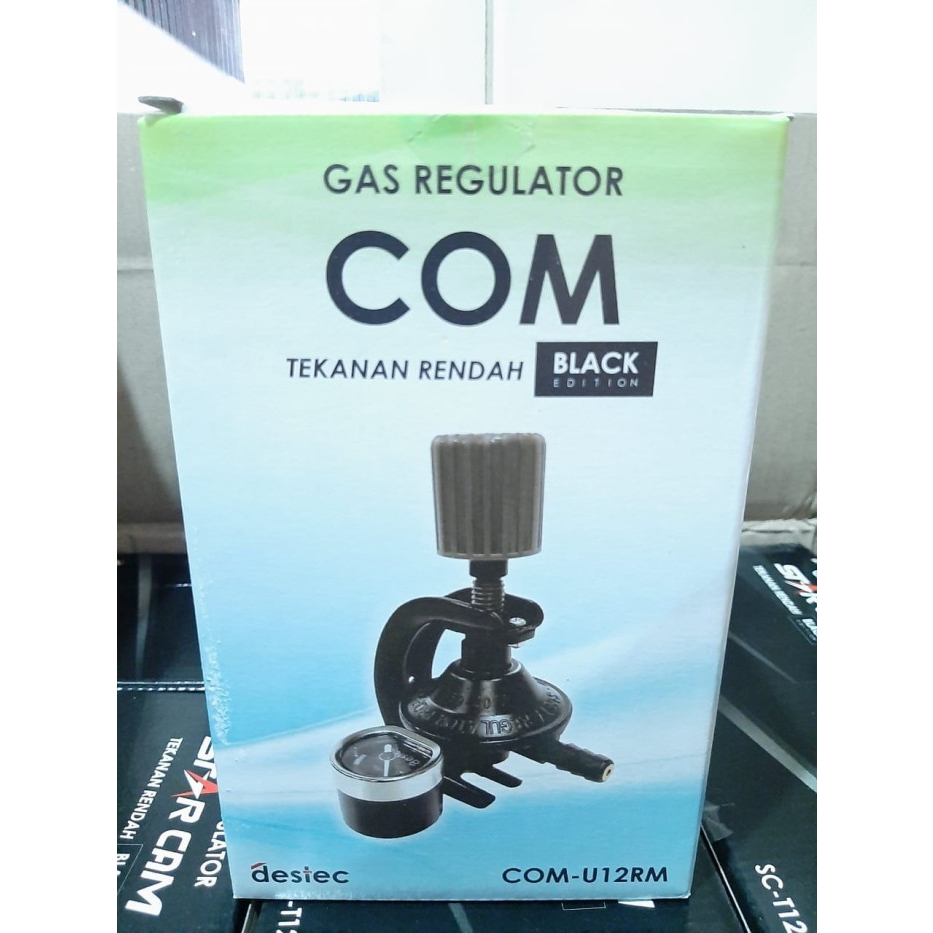 SET Destec COM-U12RM METER Regulator Gas + Selang Gas Hitam 2M + 2 Klem Kuping Dengan Pegamnam Ganda