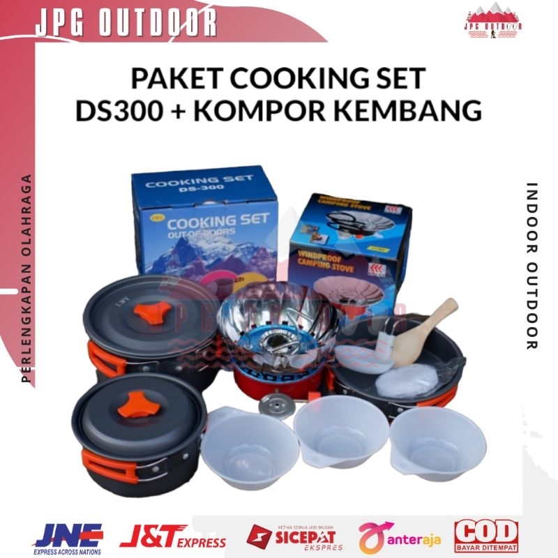 Paket Cooking Set Kompor Camping Outdoor Portable Alat Masak Camping