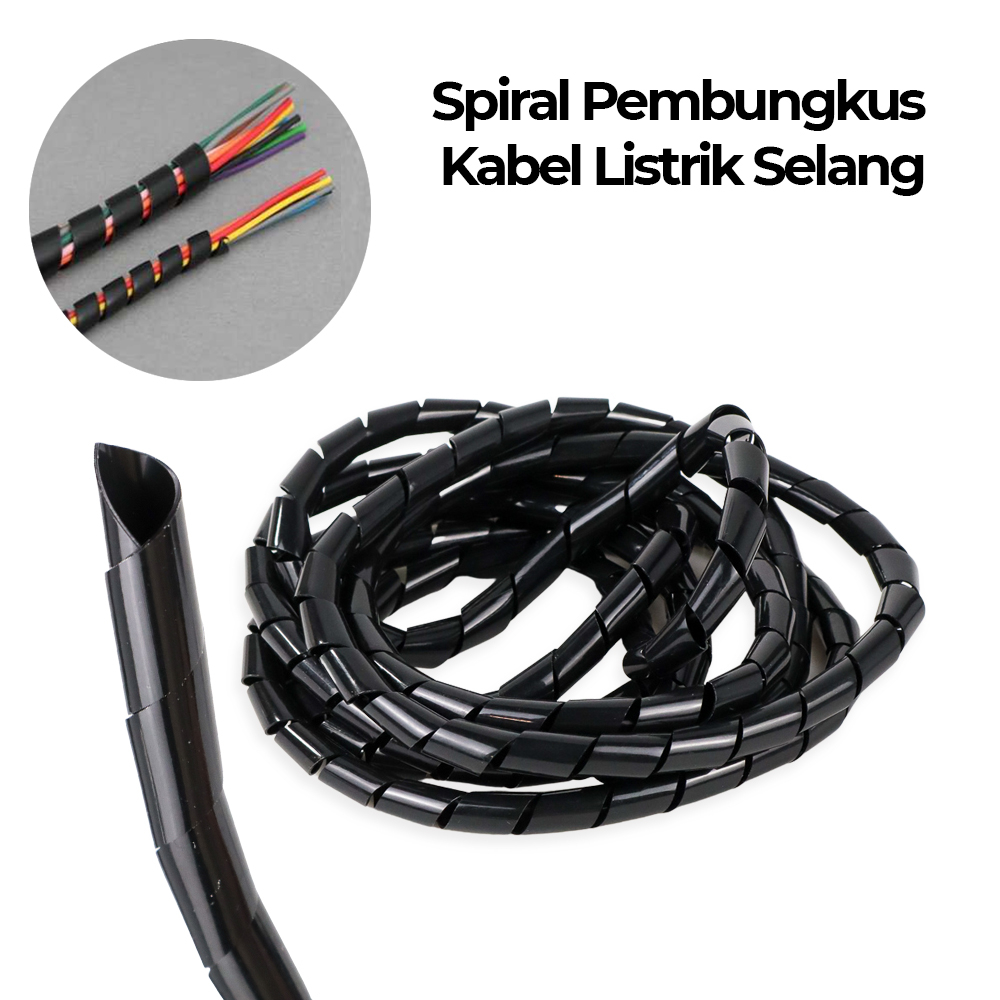 Spiral Pembungkus Pelindung Kabel Listrik Selang - HPS-60 - Black