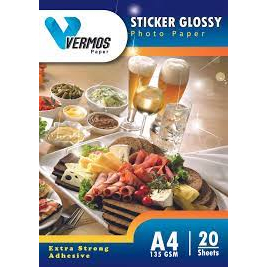 

Kertas Sticker Vermos Sticker Glossy Photo Paper A4 135 gsm (350grm)