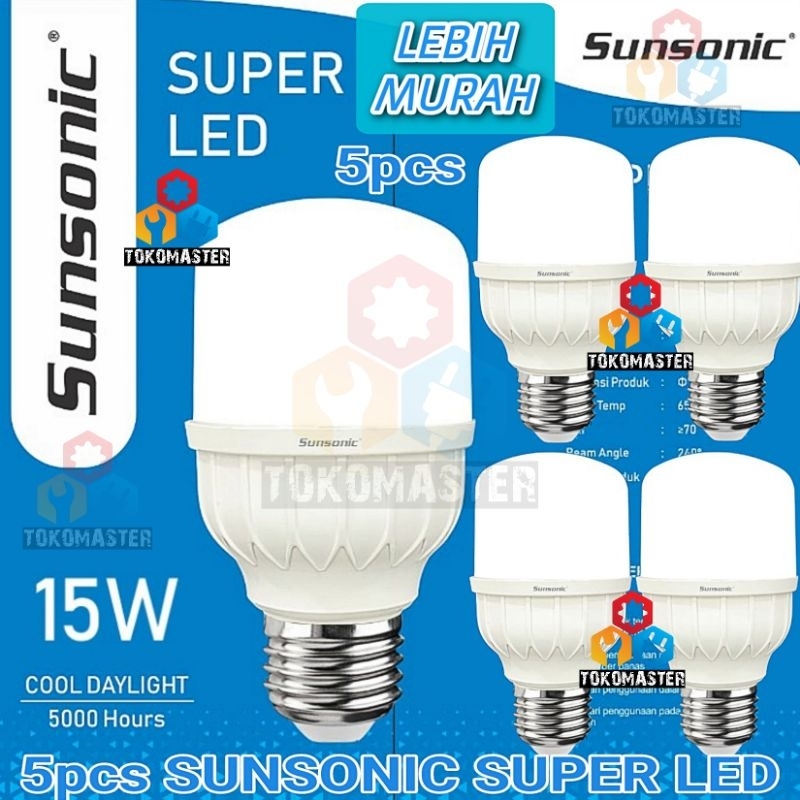 isi 5pcs LEBIH HEMAT 15watt Super LED Bohlam Sunsonic Capsule Lampu Led Kapsul Hemat Listrik 15W