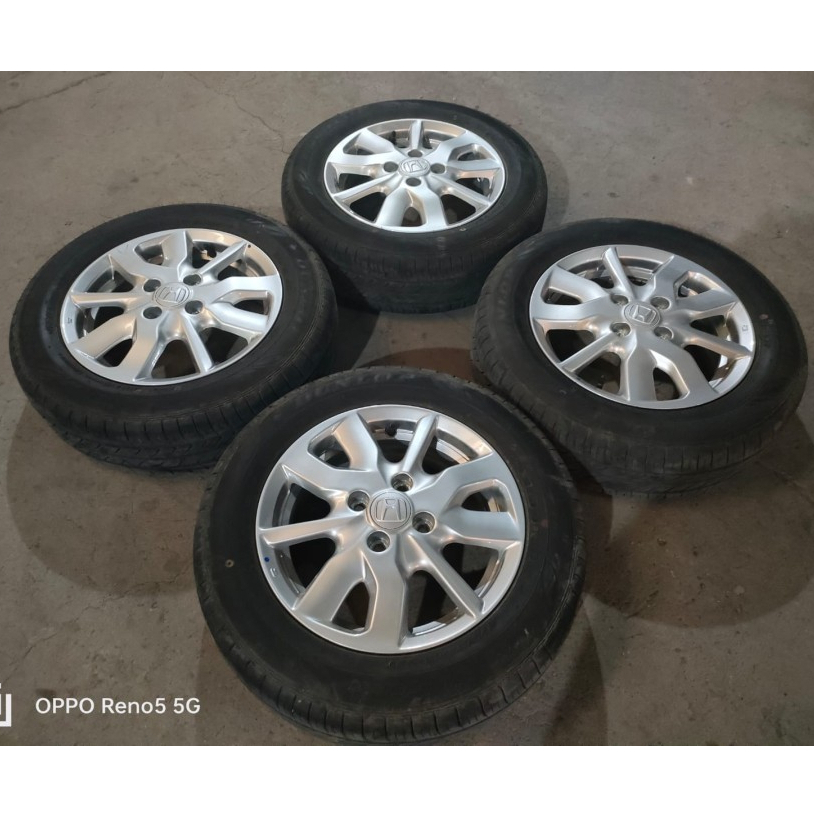 Velg Mobil Bekas New Brio Ring 14 Pcd 4x100 Ban 175 65 R14 Dunlop, Velg Standar Mobil Honda Brio