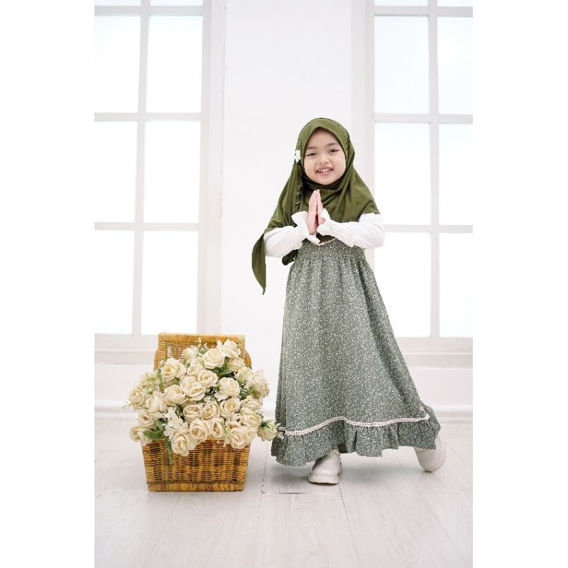 GAMIS ANAK SAGE, Gamis bayi warna sage, gamis hijau sage
