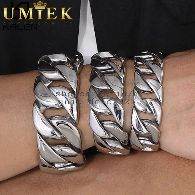 Gelang Pria Cowok Titanium Rantai Silver Putih Perak Rante Asli besar big super jumbo Laki laki cowo