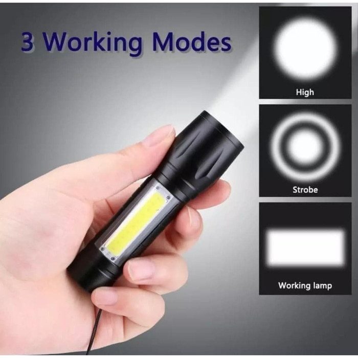 SENTER MINI LED GRADE A SUPER TERANG CHARGING MICRO USB RECHARGE