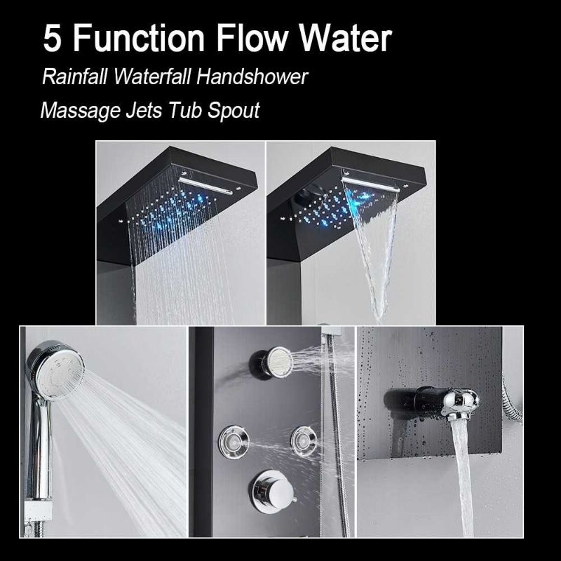 MYQualife Shower Mandi Panel LED Massage Jets Wall Mounted - 8009