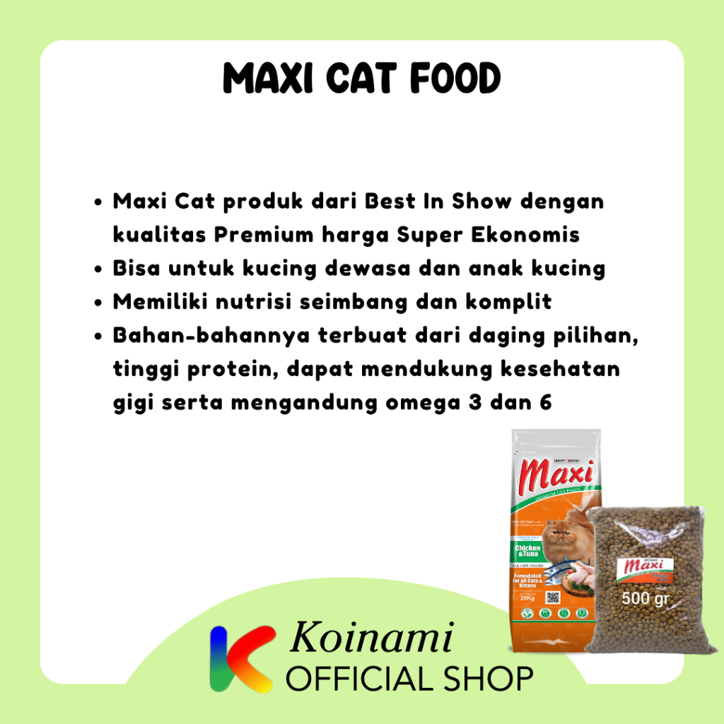 MAXI CAT FOOD 1kg / makanan kucing repack / pakan hewan / dray food / cat food