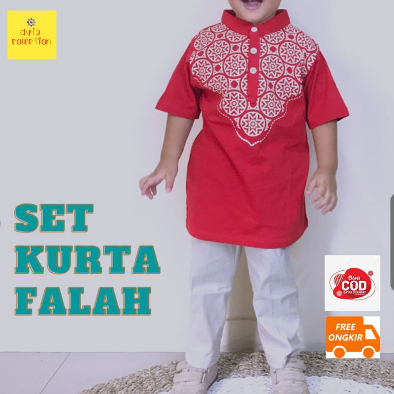 6-14Th Set Kurta Falah by De'mihar/Setelan Koko Anak LakiLaki/Setelan Baju Koko Kaos Lengan Pendek