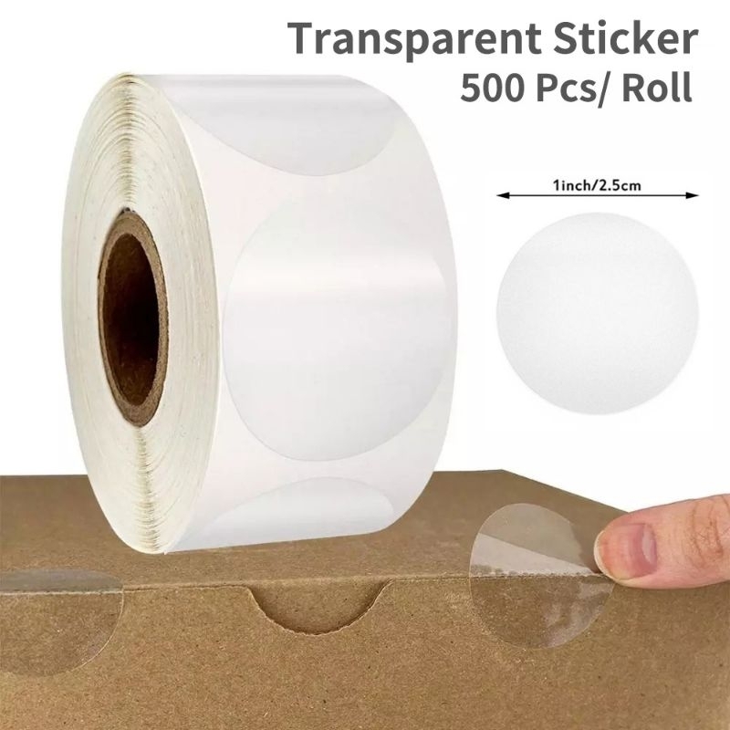 

1roll 500pc label stiker transparant stiker segel kemasan