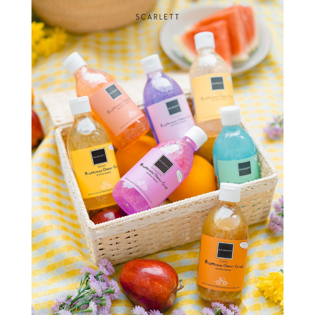 [LB] SCARLETT WHITENING SHOWER SCRUB - SABUN MANDI SCARLETT LOVING HAPPY JOLLY CHARMING POME MANGO COFFEE FRESHY CUCUMBER - SCARLET WHITENING SHOWER SCRUB ORI BPOM