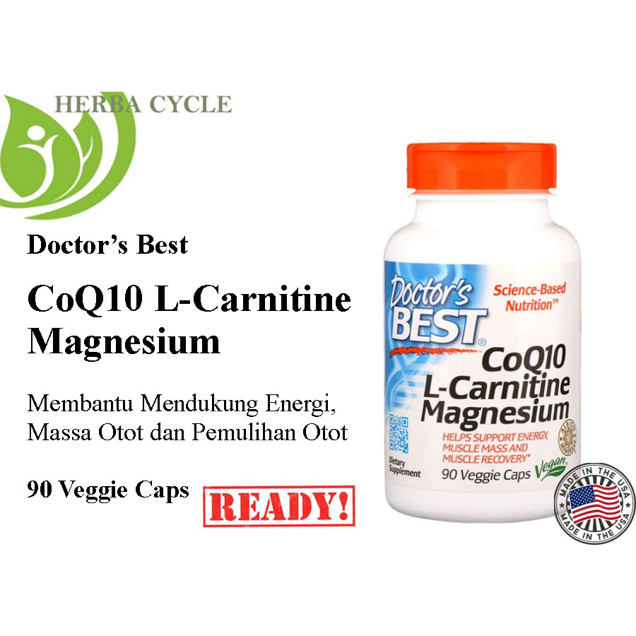 Doctors Best CoQ10 L Carnitine Magnesium 90 Veggie Caps Suplemen Otot ORI USA