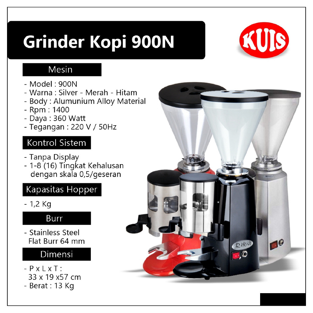 Grinder Kopi Elektrik KUIS Grinder Tipe 900N Spesial Grinder Espresso Bergaransi
