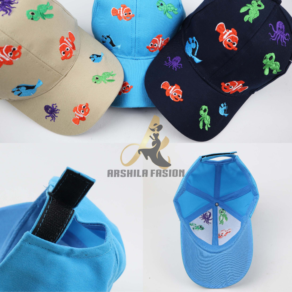 Topi Baseball Anak Laki Laki Perempuan Full Bordir Ikan