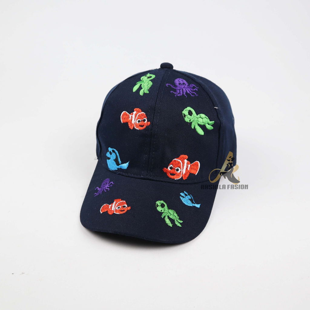 Topi Baseball Anak Laki Laki Perempuan Full Bordir Ikan