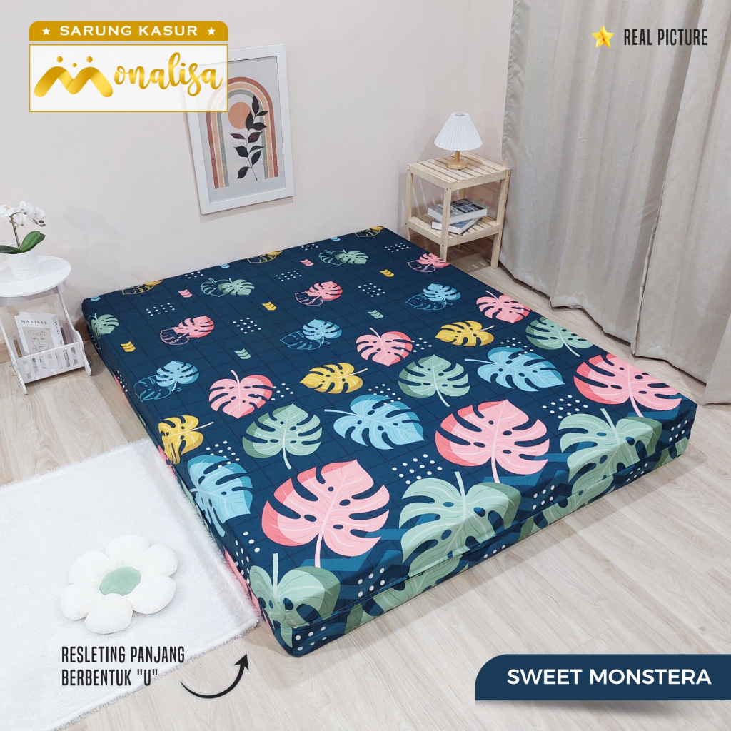 Monalisa Premium Sarung kasur Uk 160/180 T 15/20 - Sweet Monstera