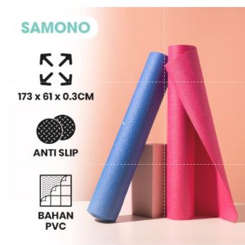 Samono Matras Yoga Mat Ketebalan 6mm Anti Selip 2 Sisi Senam Yogamat Karpet Fitness Tahan Tekanan Matras Alas Olahraga Bahan PVC SYM10