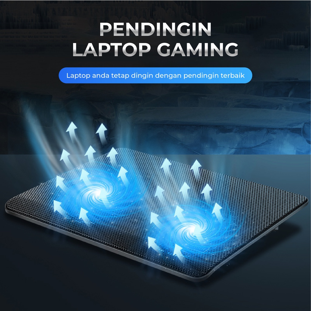 Coolerpad Laptop Gaming 2 Kipas Pendingin LED Cooling Pad Jertech KL-330 - XOBOX