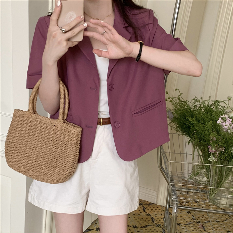 Blazer Premium Wanita Lengan Pendek Korean Style Crop Jaket wanita Import Blazer Casual