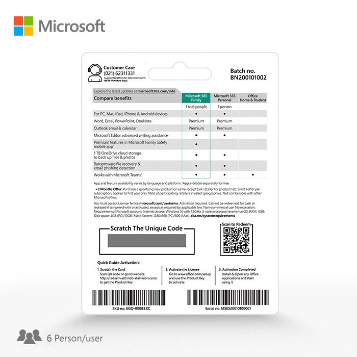 Microsoft Office 365 Family Original - 6 User  1 Tahun