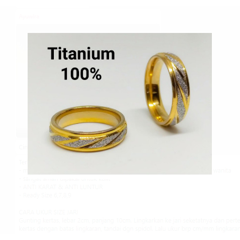 DHIOSHOPI - Cincin titanium pria wanita model pasir gold white anti karat