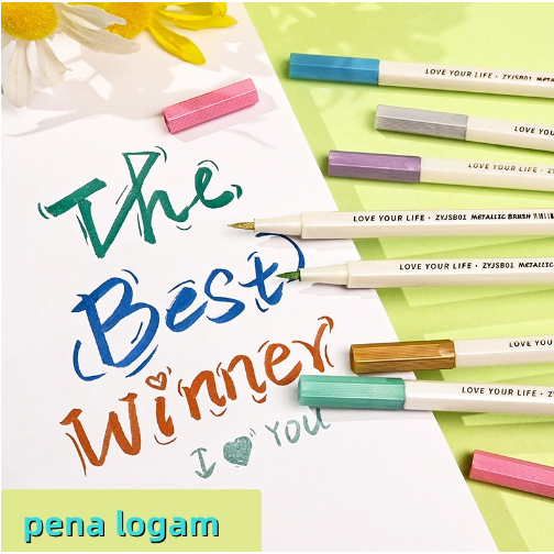 

Metalic Marker / Colouring Pen / Brush Pen / Soft tip Metallic Pen / Spidol Metalic Metalik