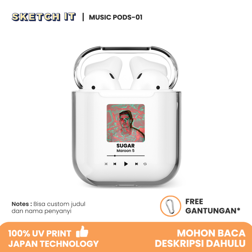 Casing Case Airpods Gen 1 2 3 Airpods Pro Inpods i12 Airpod Pro Custom Softcase Airpods Airpod Gen 1 2 3 2021 Pro Transparan bening Music Edition - Sketch It Project