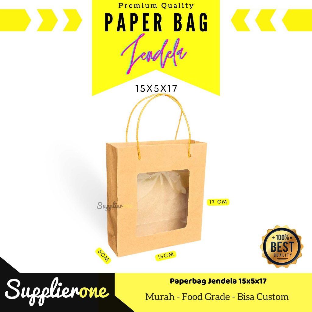

Paper bag Jendela 15x5x17 Isi 12 Pcs / Kantong Kertas coklat / Paper Bag / Tas Makanan / Paper Bag Makanan / Paper Bag tas / Tas Kertas