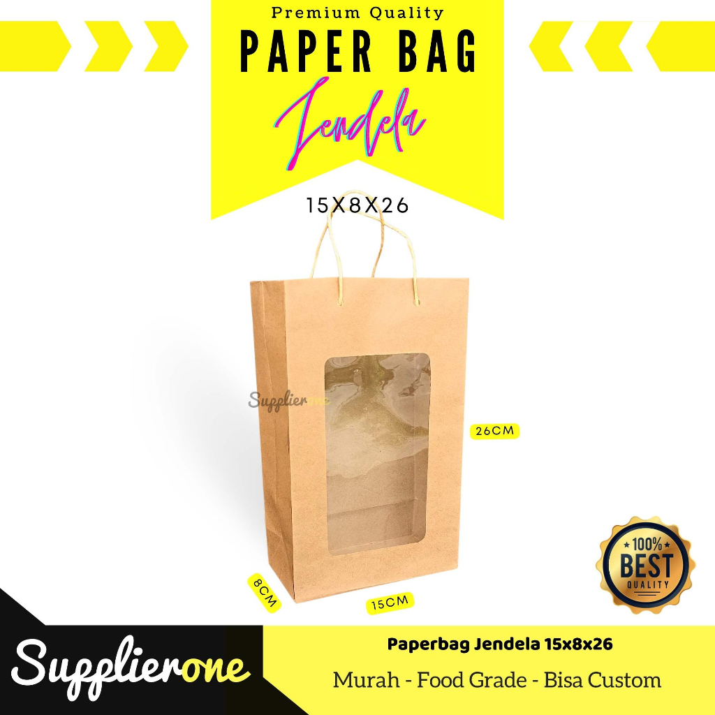 

Paper bag Jendela 15x8x26 Isi 12 Pcs / Kantong Kertas coklat / Paper Bag / Tas Makanan / Paper Bag Makanan / Paper Bag tas / Tas Kertas