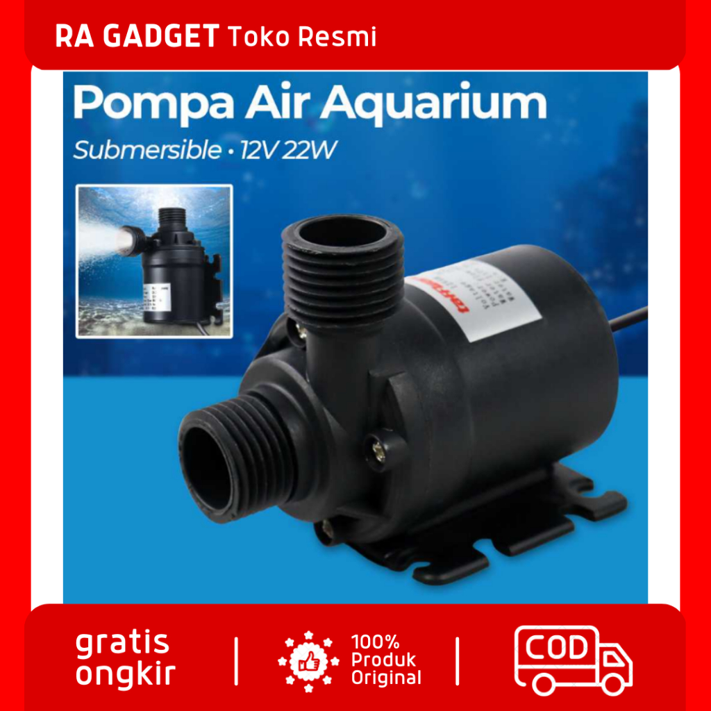 Pompa Air Aquarium Ikan Submersible Pump 12V 22W / Pompa Aquarium Akuarium Celup Dc Kecil Mini Gelembung Udara Aerator Low Watt Submersible Filter Ac Dc / Mesin Pompa Air Terjun Kolam Ikan Koi Arwana Pump Power Head Hidroponik Brushless Aquascape Murah Or