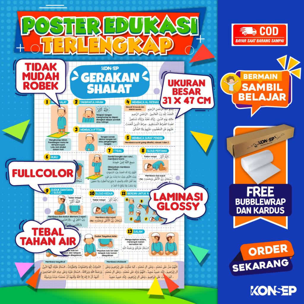 Konsep Poster Edukasi Pendidikan Anak Belajar Paud Balita TK Toodler SD Laminasi Glossy Tahan Air