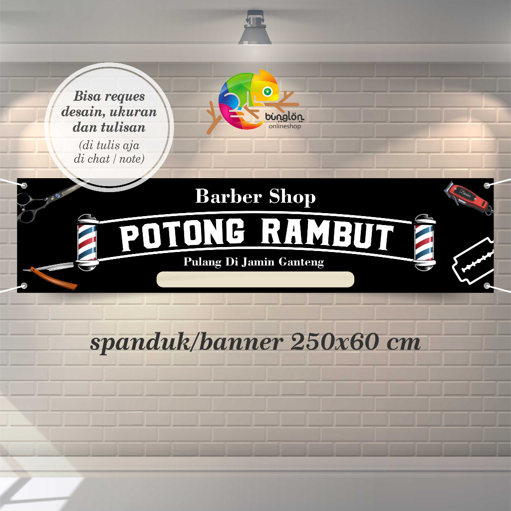 Spanduk Pangkas Rambut, Banner Pangkas Rambut Barbershop, Potong Rambut