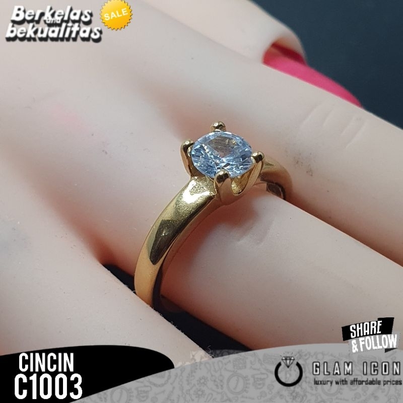 Cincin Couple Motif simple mata capit empat C1003 CCG