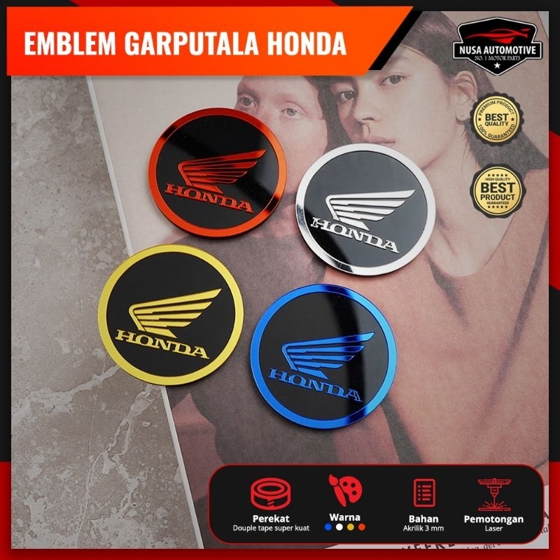 2 pcs emblem logo sayap honda bulat 5cm bahan akrilik, bukan stiker