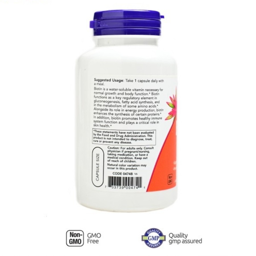 NOW Foods Biotin 5,000 mcg 120 Veg Capsules NOW Biotin 5000 mcg