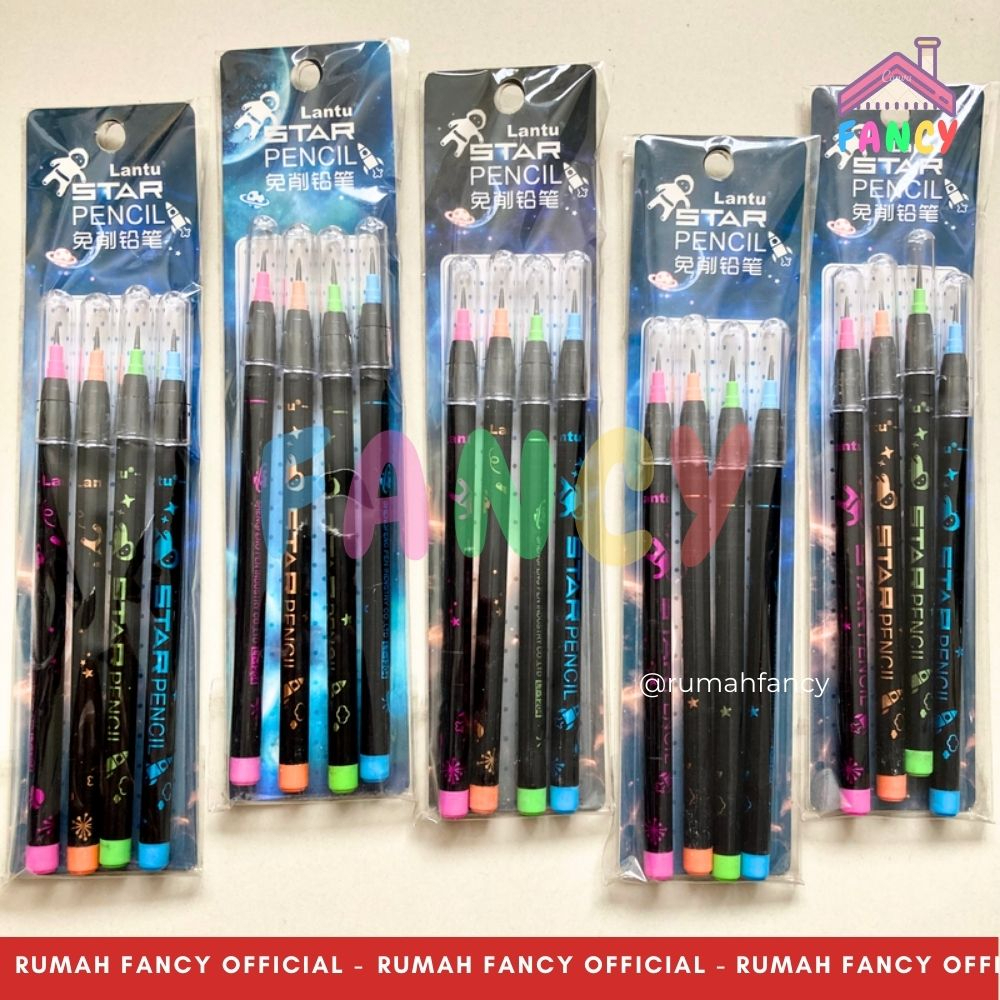 

[1SET ISI 4] Pensil bensia 2B onde anak bentuk karakter Galaxy Star / Astronout