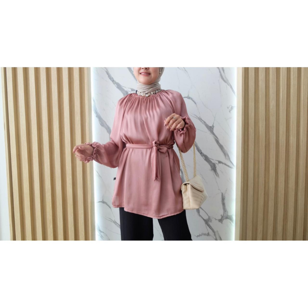 PROMO!!!!BLOUSE WANITA TASYI/BLOUSE POLOS ELEGANT BLOUSE KOREA CRADENZA SILK PREMIUM