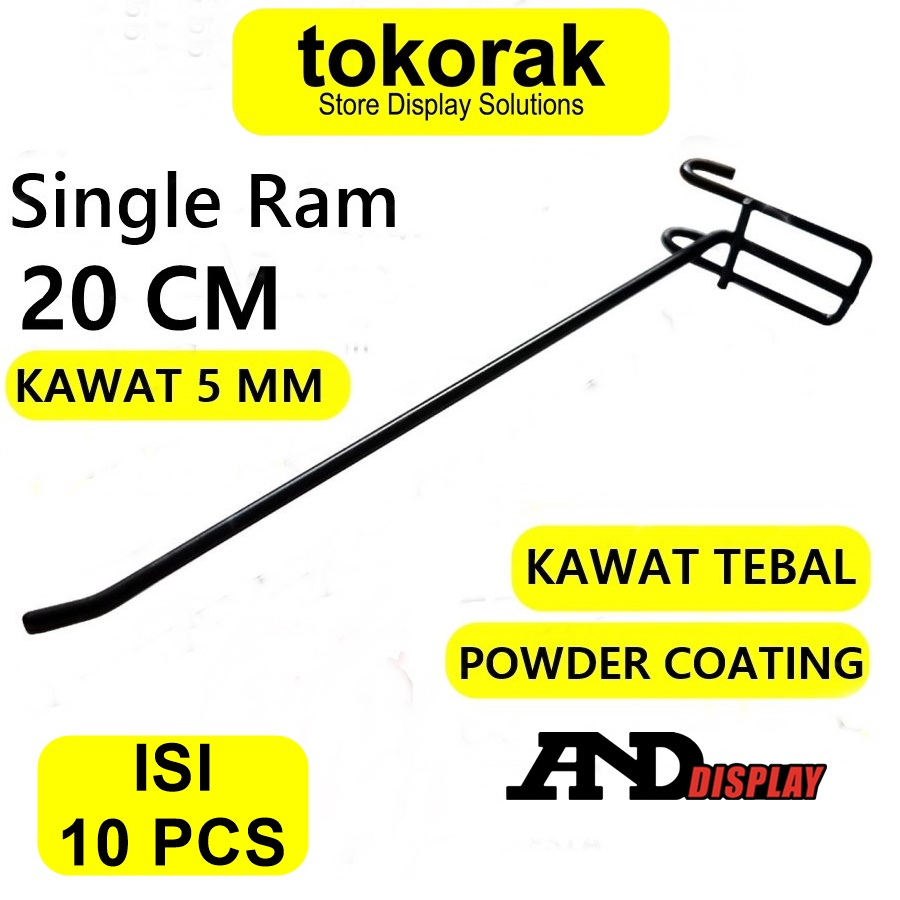 SINGLE RAM 20CM/10 PCS HITAM TEBAL GANTUNGAN CANTOLAN AKSESORIS DISPLAY